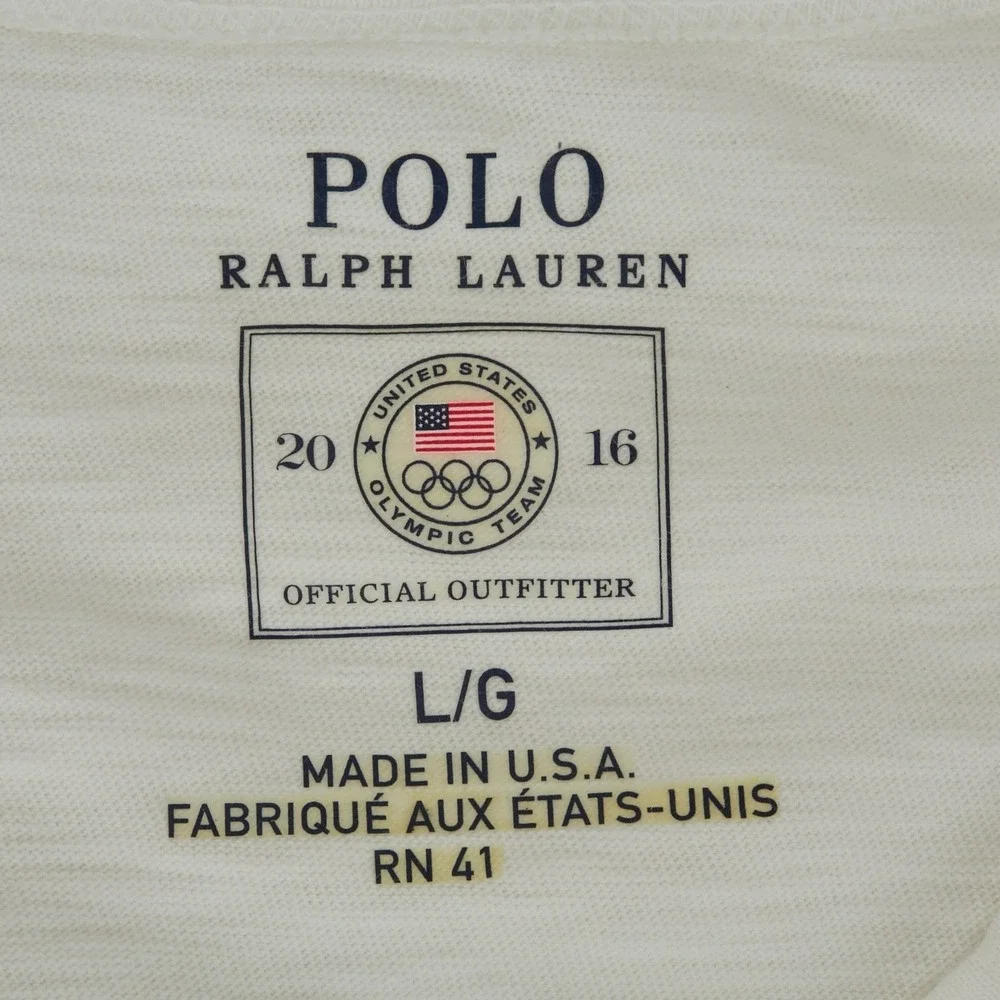 Polo Ralph Lauren T-Shirt Mens L White‎ 2016 USA Olympic Team Graphic Cotton